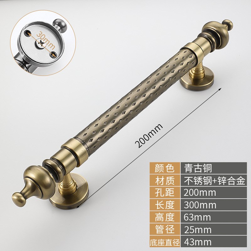 不锈钢木门带点大拉手新中式古铜明装把手别墅对开门大门卧室门把