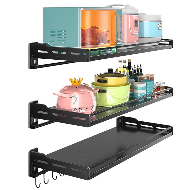 不锈钢厨房微波炉置物架挂墙上烤箱架子支架免打孔壁挂式收纳挂架