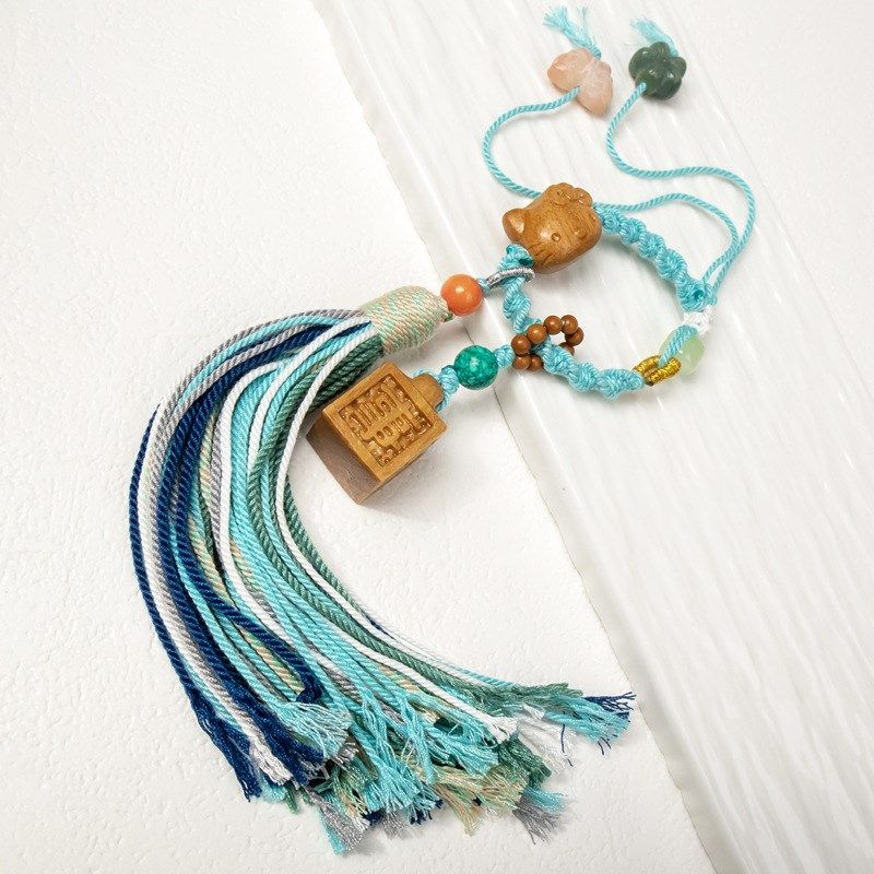 藏式手持线圈穗子 钥匙扣手作混线流苏绳 新中式 包挂 货源