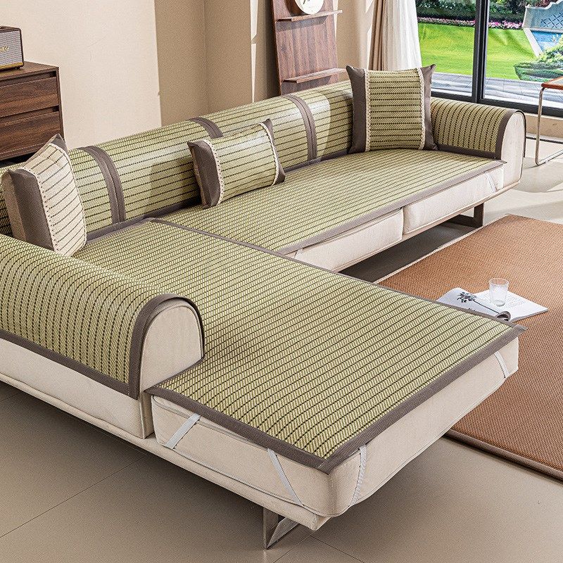 夏季藤席沙发垫凉感防滑防跑全包凉席垫覆古风冰丝沙发靠背全盖布