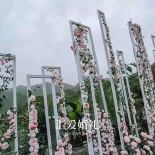 新款婚庆铁艺背景装饰架子 铁艺长框路引几何长方体拱门 舞台架子