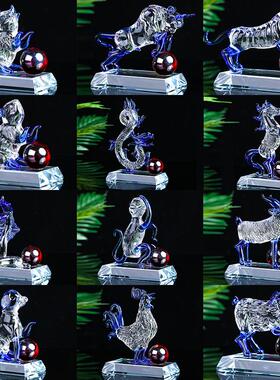 水晶生肖十二属相鼠牛虎兔龙蛇马羊猴鸡狗猪定制工艺礼品装饰摆件