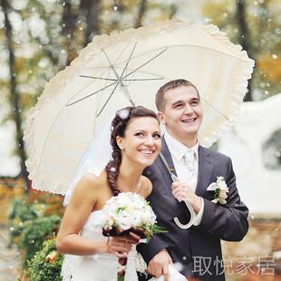 跨境热销现货新娘伞多层花边遮阳伞直杆长柄拱形公主伞自动晴雨伞