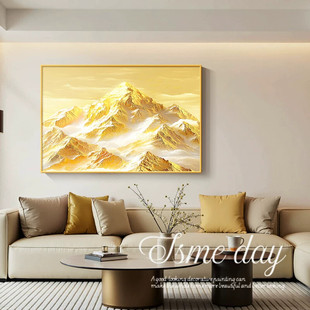 背靠金山客厅装 靠山图卧室床头画 饰画高档大气沙发背景墙挂画横版