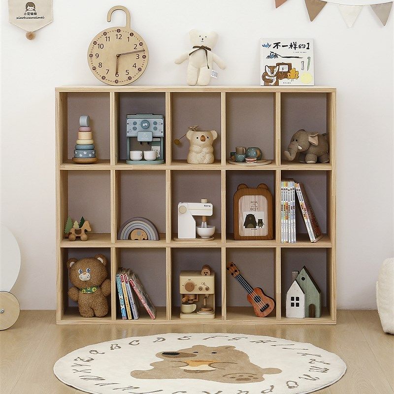 儿童玩具书架二合一收纳架展示落地置物实木格子柜宝宝玩具收纳柜,住宅家具,儿童储物柜/玩具柜,淘宝优惠券,粉丝福利购,淘宝优惠卷