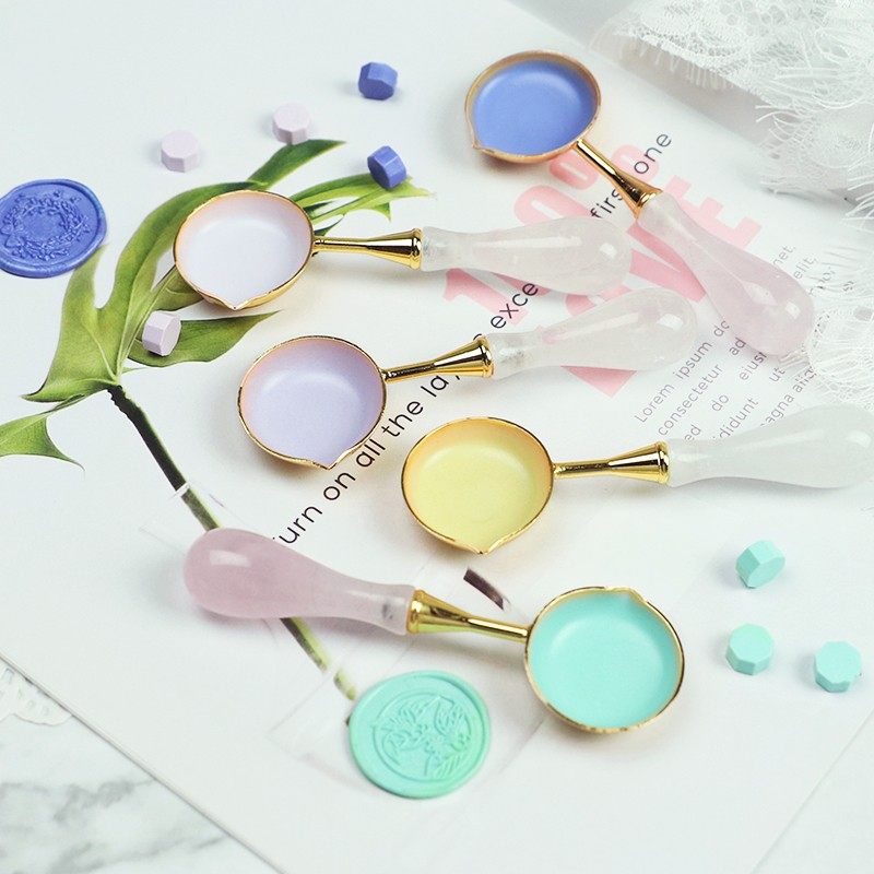 水晶火漆勺少女粉晶火漆蜡专用勺子小可爱火漆勺子封蜡加热工具