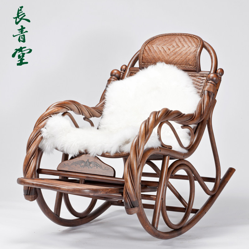 长青堂摇椅躺椅大藤椅全藤藤编懒椅休闲逍遥椅摇摇椅凉椅