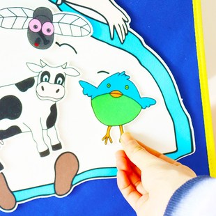 有个老婆婆吞了一只苍蝇绘本毛毡围裙剧故事表演英语教学教具