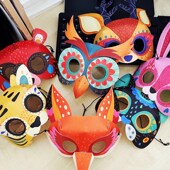 儿童创意D纸模动物立体纸面具幼儿园DIY手工折纸剪纸表演