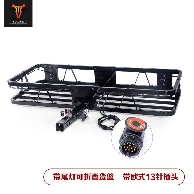 拖赢汽车行李框筐带灯通用越野车改装车载非车顶后挂货架篮行李架
