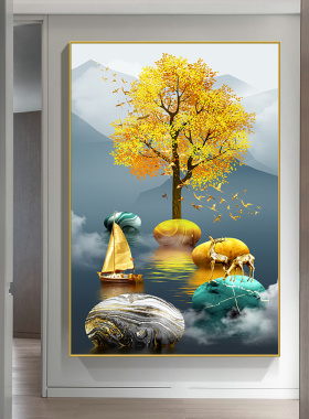 入户玄关装饰画现代走廊过道挂画客厅正对门级感壁画