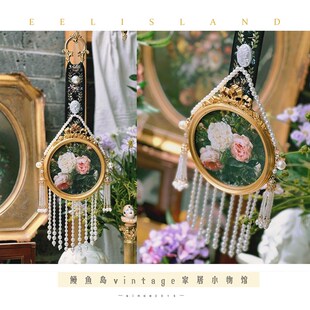 中古珍珠鎏金蝴蝶结装饰挂件黄铜挂扣复古装饰画沙发挂画拼墙画
