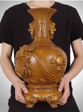 瓶一对 新客厅酒柜电视柜玄关 祥龙献瑞乔迁家居饰礼品