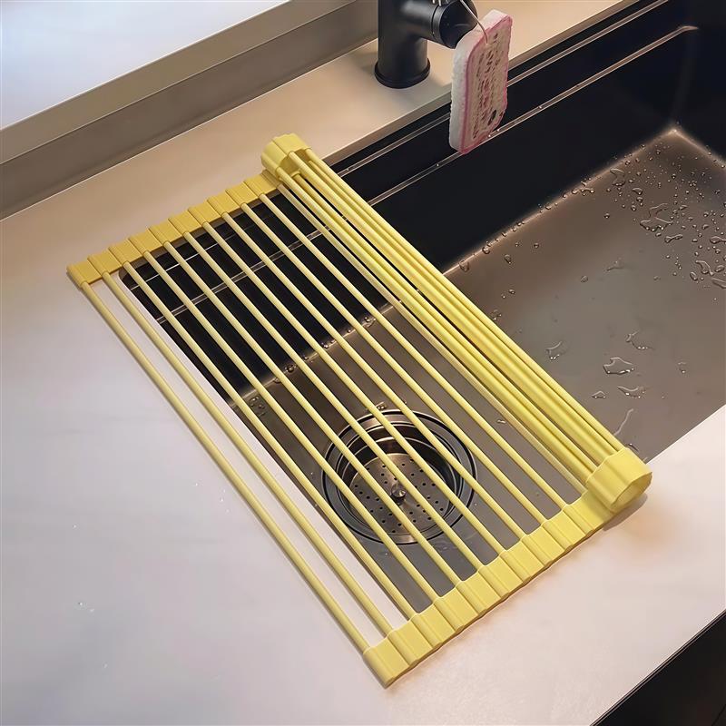 【正品旗舰店】厨房沥水架水槽边奶油黄碗碟筷子碗架硅胶置物架多