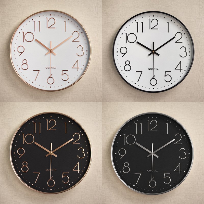 塑料静音挂钟 创意时尚客厅立体数字刻度挂钟钟表  25CM clock