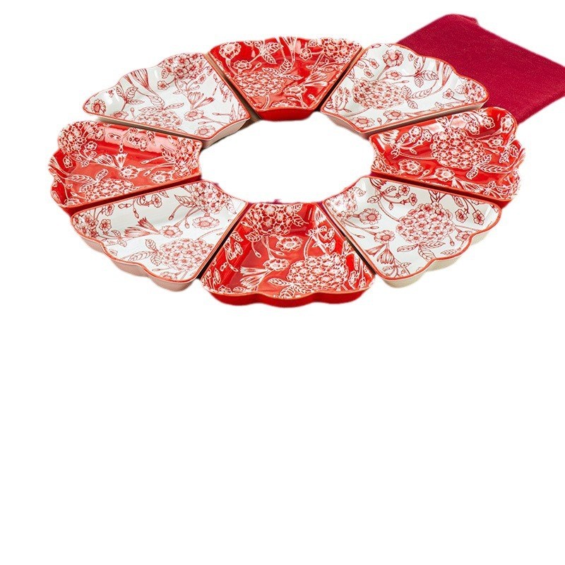 新中式年夜饭家庭拼盘餐具组合套装家用过年团圆圆桌陶瓷碗碟餐具