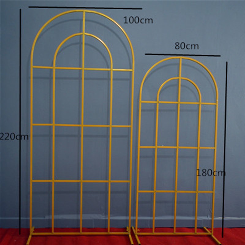 新款婚庆铁艺中式路引道具婚礼舞台创意造型屏风迎宾区异形花架