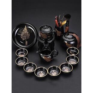 家用客厅陶瓷石磨自动茶壶办公室功夫茶杯整套 冲茶器懒人茶具套装