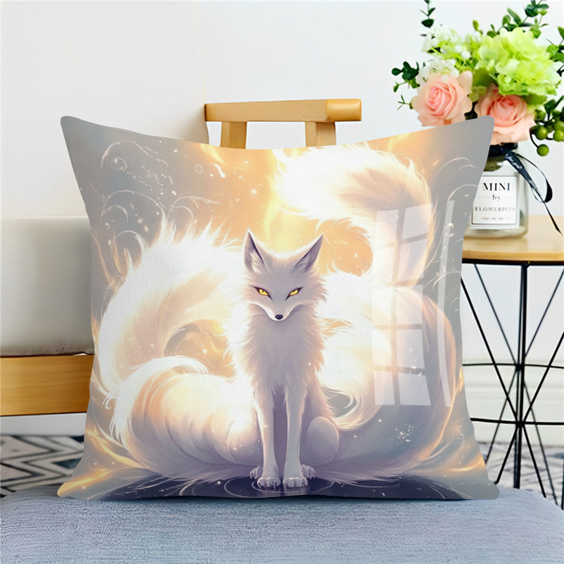 九尾狐新款十字绣抱枕枕套靠枕沙发卧室车上自己绣满绣