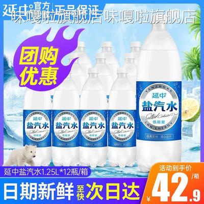 延中盐汽水1.25L*12瓶整箱夏日解暑碳酸汽水饮料大瓶老上海盐汽水
