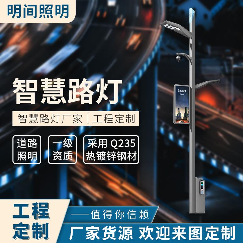 源头厂家供应各款式智能路灯城市道路集充电桩监控功能智慧灯杆