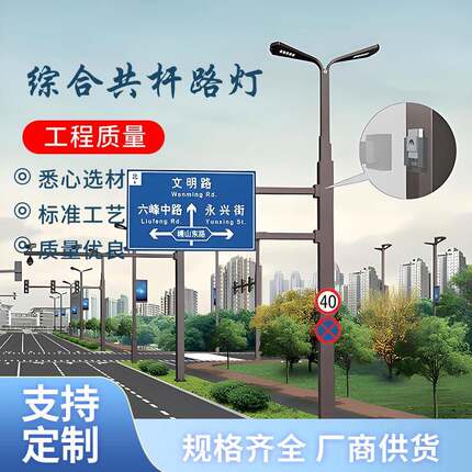 多功能共杆路灯厂家交通综合杆路灯照明系统led智能路灯显示屏