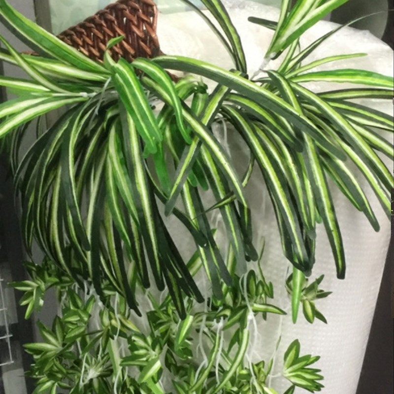 仿真花艺假花 吊兰花 绿色植物吊兰花壁挂家居客厅装饰花挂壁花艺
