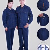 巴特牛仔棉工作服男拉链电焊汽修长袖 加厚全棉多口袋焊工服 装