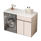 阳台洗衣柜置物台岩板台面洗衣柜一体柜平板滚筒伴侣