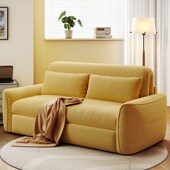 现代电动沙发床伸缩小户型客厅布艺沙发书房坐卧两用奶油风