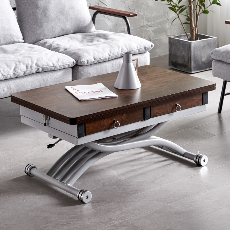 现代钢化玻璃多功能可移动升降茶几客厅长方形实木茶几小户型