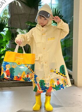 儿童雨衣女童男童中童带书包位中上学防雨服雨披