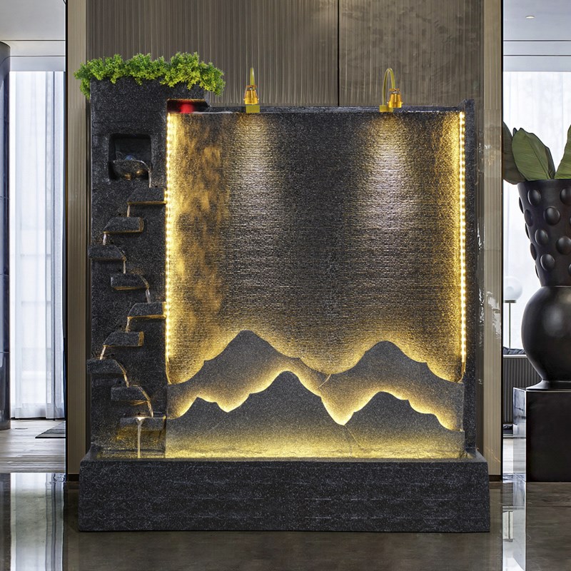 欧式客厅水幕墙流水屏风庭院喷泉落地招财水景室内加湿器隔断摆件