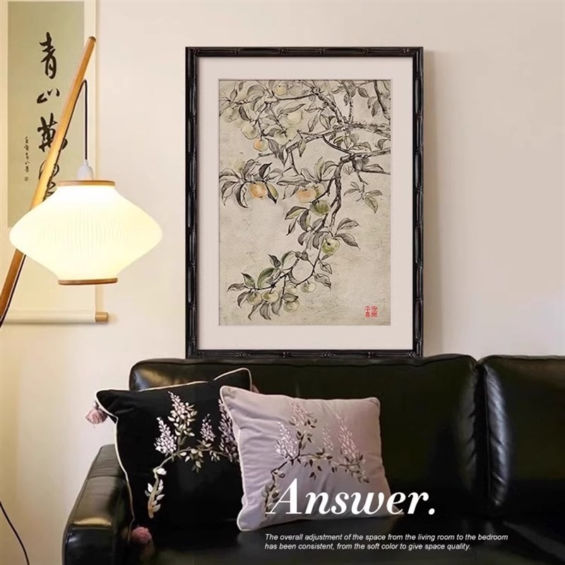 平安果法式中古风客厅装饰画复古餐厅K沙发背景墙壁挂画高级图片