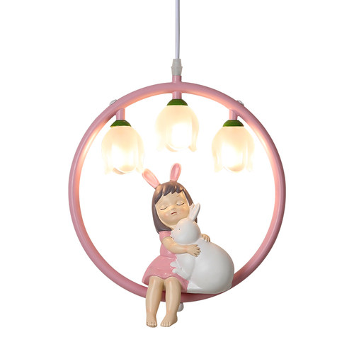 儿童房床头小吊灯女孩卡通现代能公卧室装饰吊线护眼小夜灯