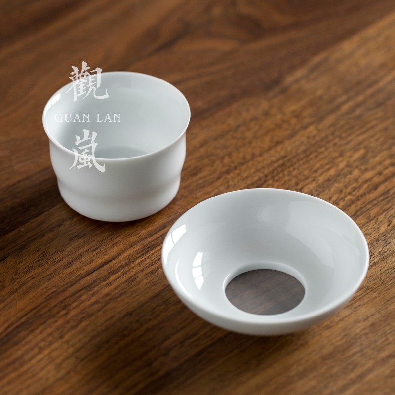 观岚甜白釉竹过功夫茶具茶道零配茶叶茶漏