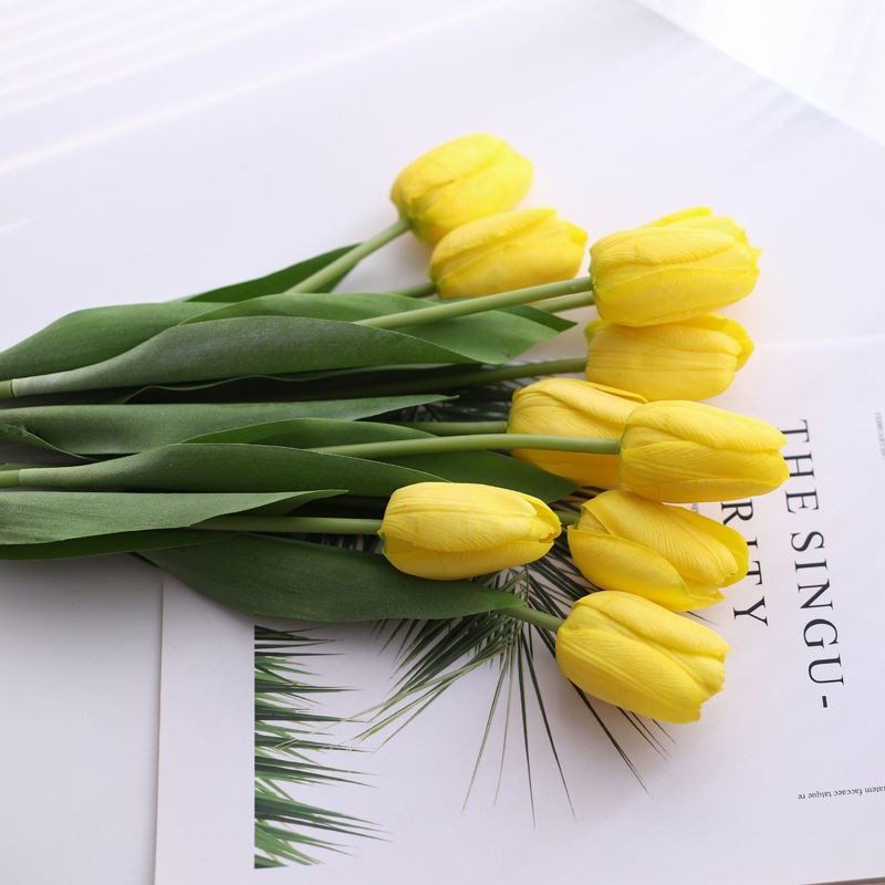 手感保湿高端郁金香假花仿真花仿生花束高档插花摆件客厅摆设花艺