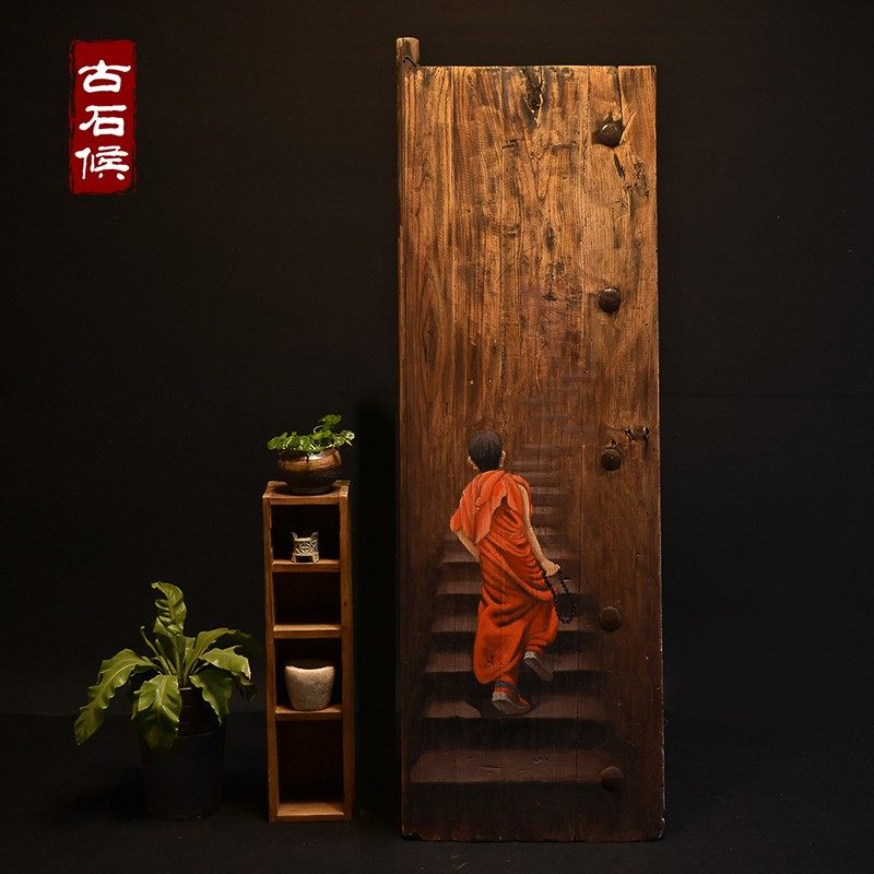 门板画老榆木板刻画创意手绘山水画定制牌匾客厅装饰画实木壁挂画,家居饰品,工艺画,淘宝优惠券,粉丝福利购,淘宝优惠卷