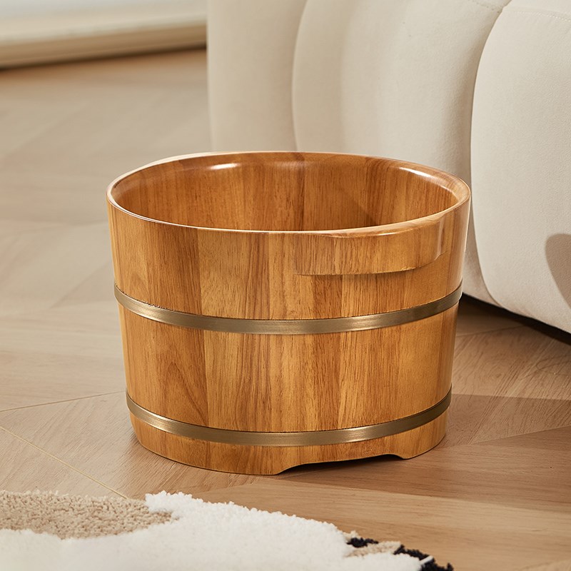 初心实木儿童足浴桶泡脚桶家用木质保温洗脚盆橡胶木桶足浴木盆桶