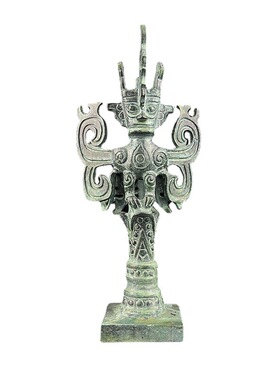 堆青铜器铜立面具飞飞鸟头像纵目神树古玩古工艺品