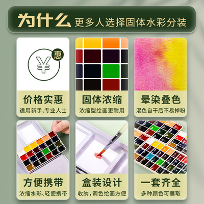 德国史明克固体水彩颜料淡彩分装铁盒小史学院级大史大师级透明24