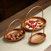 竹编大漆竹篮点心篮首饰篮置物篮子竹制装 饰篮竹质盘子