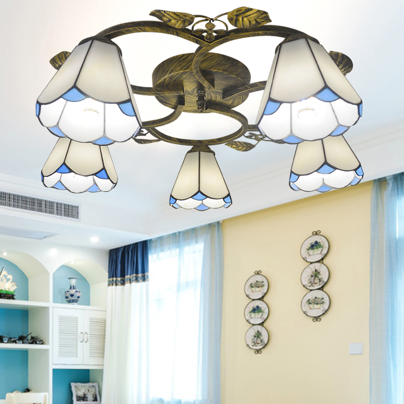 简约现代蓝色地中海风格灯客厅餐厅卧室书房儿童房多头玻璃吸顶灯