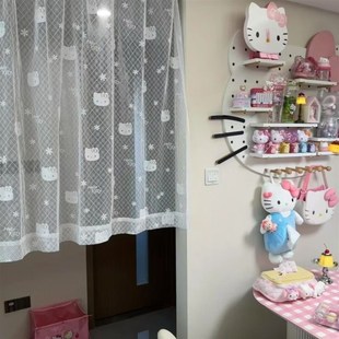 公主风走廊窗帘蕾丝纱帘成品飘窗窗纱免打孔隔断帘kt网纱帘子 新款
