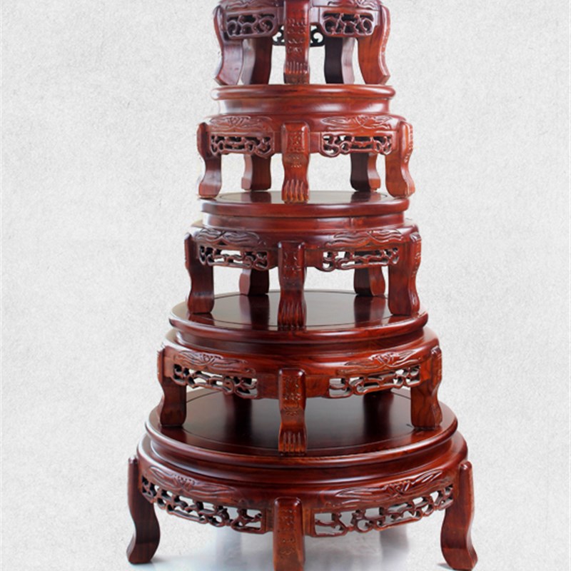 花架榆木实木木质中式地墩鱼缸盆景花瓶架室内客厅阳台大厅