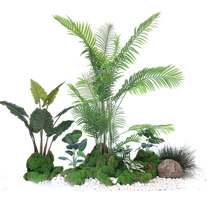 仿真绿植小植物龟背叶蕨草空间造景辅材盆景搭配绿萝海芋假花装饰