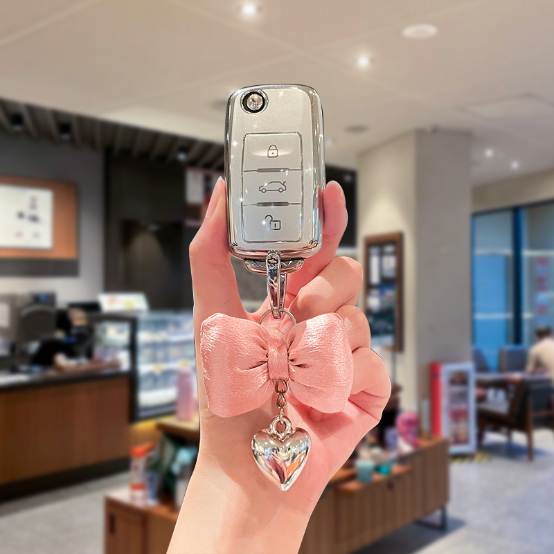 大众桑塔纳钥匙甲壳虫polo女宝来蔚领朗逸plu尚酷汽车专用壳扣