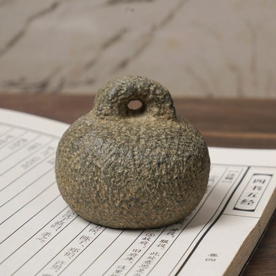 青石秤砣装饰摆件做旧造型饰品 茶桌摆放石头称心如意 石称砣石权