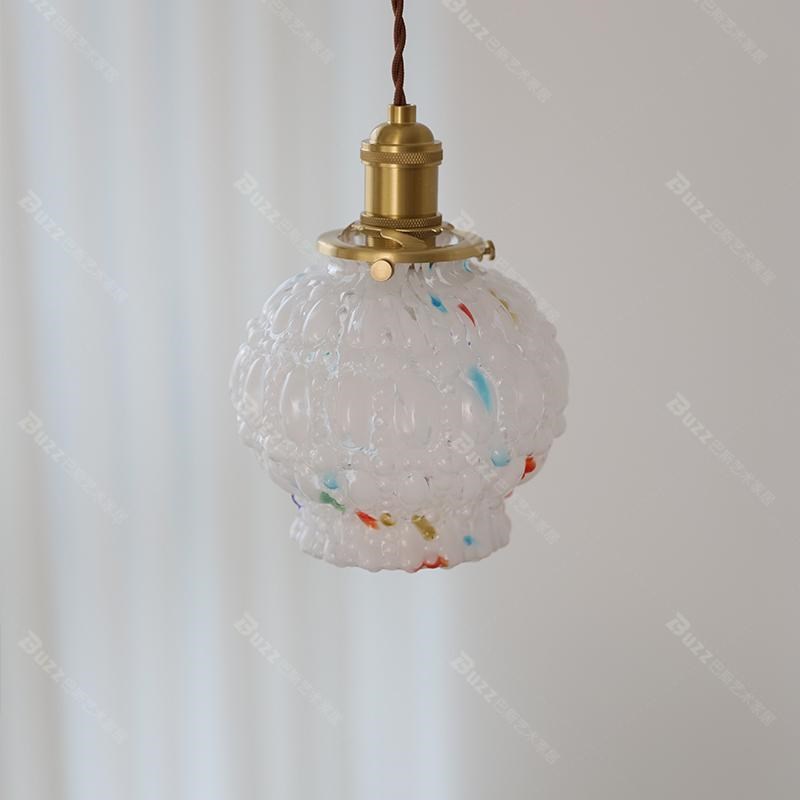 中古花团糖果珍珠泡泡色彩玻璃吊灯复古南洋怀旧风床头民宿小吊灯