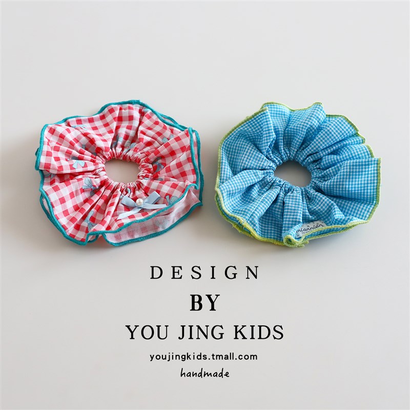 韩风甜美儿童发圈格子女孩大肠圈头绳女童丸子头发绳皮筋马尾头饰